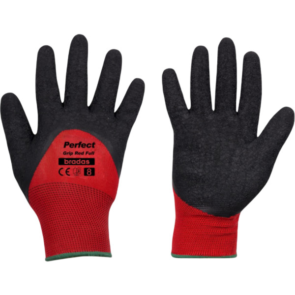Фото - Рукавички садові BRADAS Perfect Grip Red Full з латексним покриттям, розмір 8, 12 пар Червоний з чорним (RWPGRDF8)