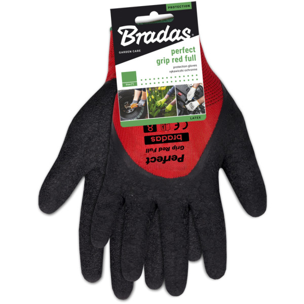 Фото - Рукавички садові BRADAS Perfect Grip Red Full з латексним покриттям, розмір 8, 12 пар Червоний з чорним (RWPGRDF8)