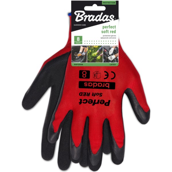 Фото - Перчатки садовые BRADAS Perfect Soft Red с латексным покрытием, размер 8, 12 пар Красные (RWPSRD8)