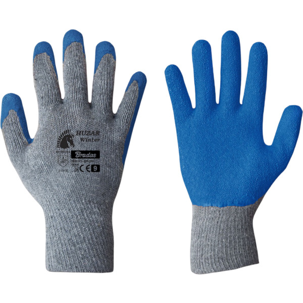Фото - Рукавички садові BRADAS Huzar Winter з латексним покриттям, розмір 9, 12 пар Сині з чорним (RWHW9)