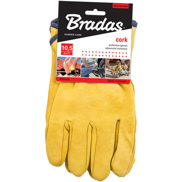 Фото - Рукавички садові BRADAS Cork натуральної шкіри кози, розмір 10.5, Коричневі (RWC105)