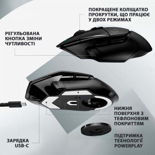 Фото - Миша бездротова ігрова Logitech G502 X Plus Wireless Black (910-006162)
