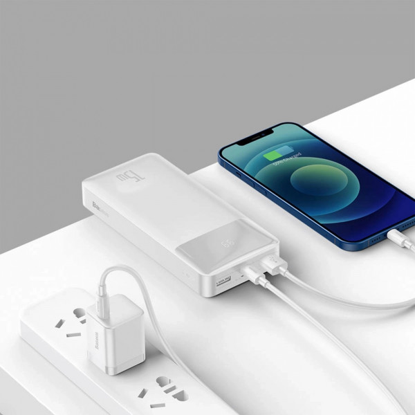 Фото - Батарея мобільна Baseus Bipow 20000mAh 2xUSB+Typ C 15W USB to Micro USB (PPBD050102)