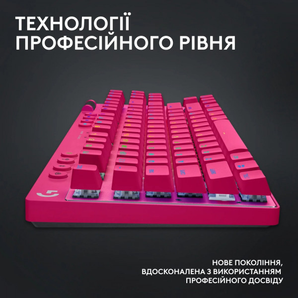 Фото - Клавіатура бездротова ігрова Logitech G Pro X TKL LightSpeed Magenta (920-012159)