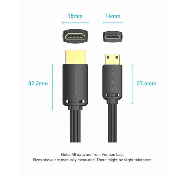 Фото - Кабель HDMI Vention HDMI- mini HDMI v2.0 4K 60Hz 3 m (AGHBI)