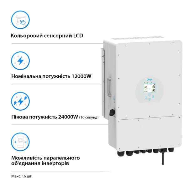 Фото - Система зберігання енергії Deye SUN-12K-SG02LP1-EU-AM3-4DY20.48K-LFP-W