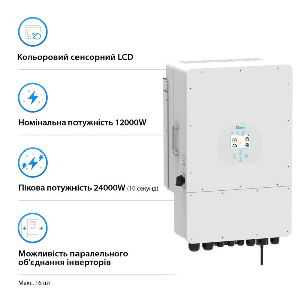 Фото - Система хранения энергии Deye SUN-12K-SG02LP1-EU-AM3-4DY19.2K-LFP-W