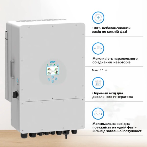 Фото - Система зберігання енергії Deye SUN-12K-SG04LP3-EU-4GS19.2K-LFP (3ф, 12kW, 48V, 400Ah, LiFePO4)