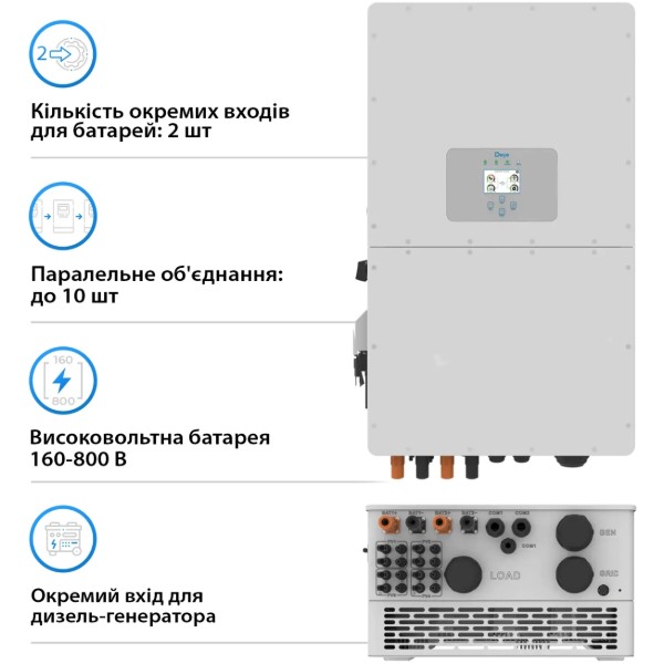 Фото - Система зберігання енергії Deye SUN-50K-SG01HP3-EU-BM4-2BOS-G12-122.88kW-LFP