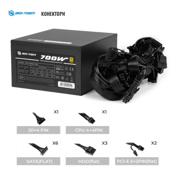Фото - Блок живлення для ПК HighPower 700W 80+ GOLD (HP1-J700GD-F12S)