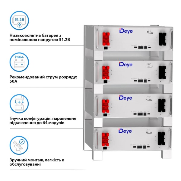 Фото - Система зберігання енергії Deye SUN-8K-SG01LP1-EU-3DE15.36K-LFP
