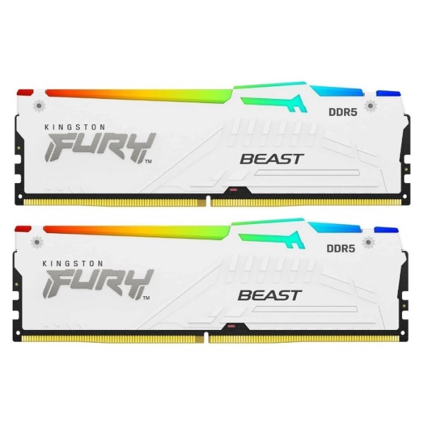Фото - Пам'ять DDR Kingston FURY Beast White RGB DDR5-6000 64GB (2x32GB) (KF560C30BWEAK2-64)