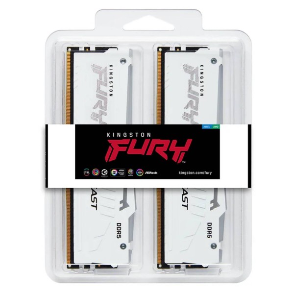 Фото - Пам'ять DDR Kingston FURY Beast White RGB DDR5-6000 64GB (2x32GB) (KF560C30BWEAK2-64)