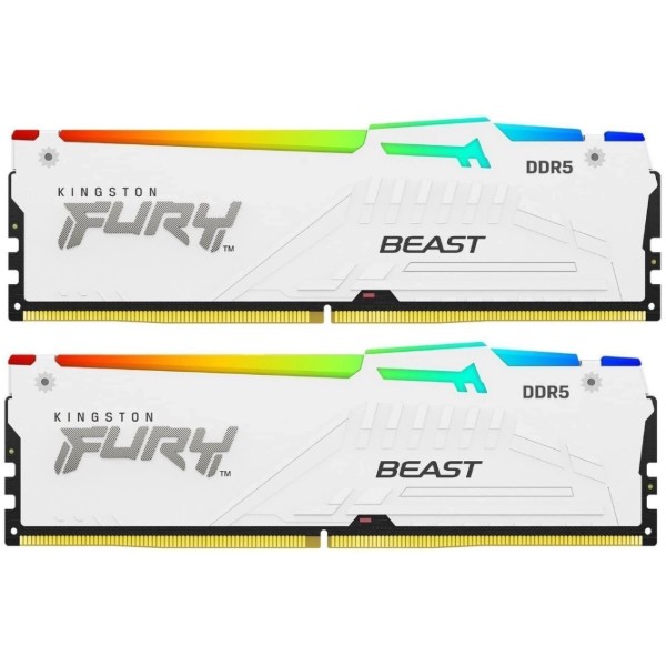Фото - Память DDR Kingston FURY Beast White RGB DDR5 6400 64GB (2x32GB) (KF564C32BWEAK2-64)