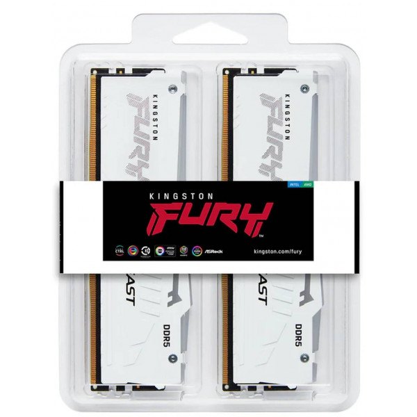 Фото - Память DDR Kingston FURY Beast White RGB DDR5-6000 64GB (2x32GB) (KF560C30BWAK2-64)
