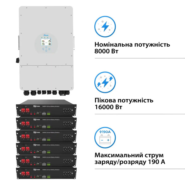 Фото - Система хранения энергии Deye SUN-8K-SG01LP1-EU-6DY14.4K-LFP