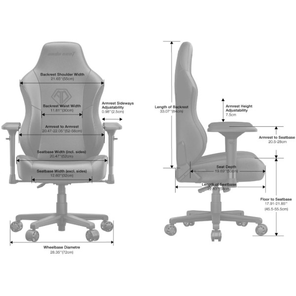Фото - Крісло для геймерів Anda Seat Phantom 3 Pro Size L Grey Fabric (AD18YC-06-G-F)