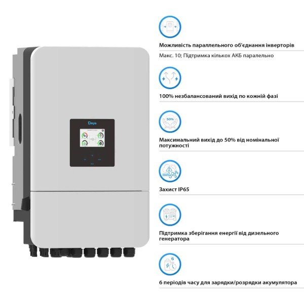 Фото - Інвертор гібридний сонячний Deye 16KW 48V 2 MPPT Wi-Fi 220/380V Трифазний (SUN-16K-SG05LP3-EU-SM2)