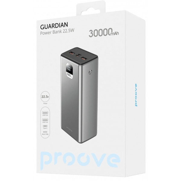 Фото - Батарея мобільна Proove Guardian 22.5W 30000mAh metal gray (2001001750053)