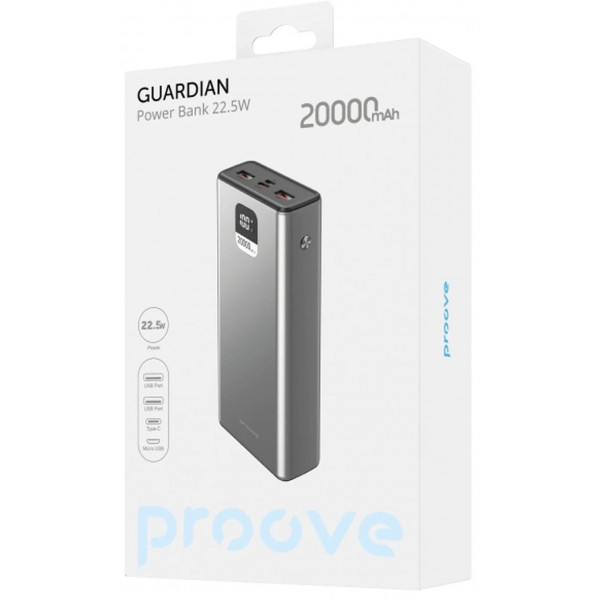 Фото - Батарея мобільна Proove Guardian 22.5W 20000mAh metal gray (2001001750046)