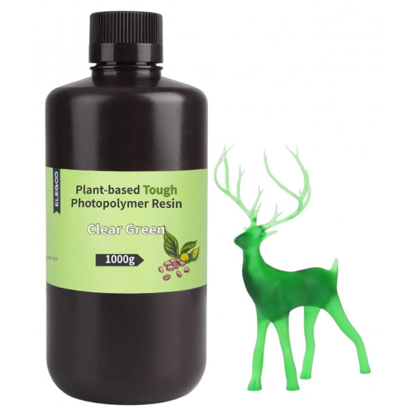 Фото - Гумовий фотополімер Elegoo Plant-Based Resin 1 кг Transparent Green (50.103.0032)