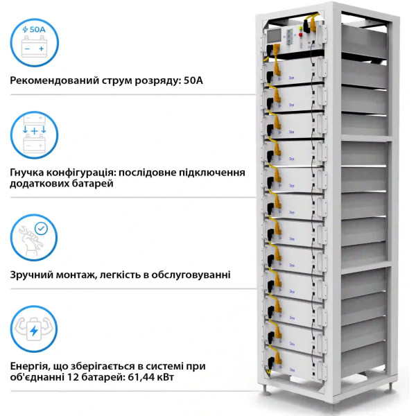 Фото - Батарея для сонячного інвертора Deye BOS-G LiFePO4 HV 51.2v 100AH 5.12kwh no BMS (BOS-GM5.1)