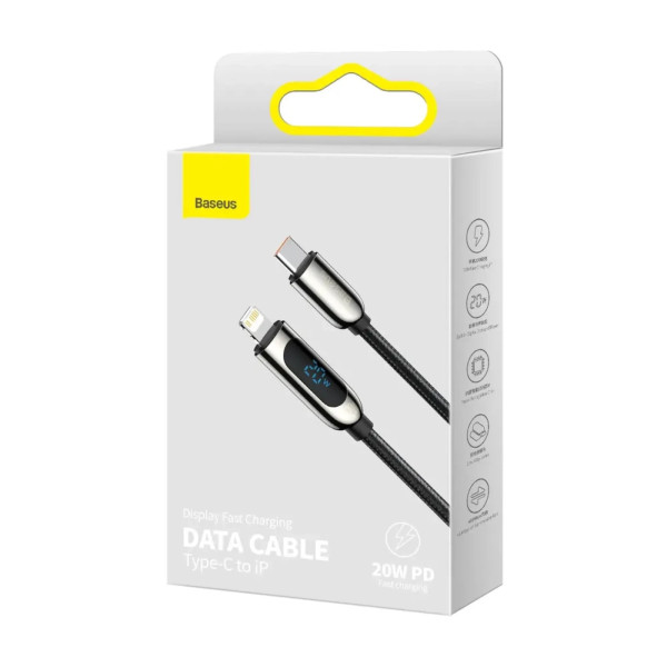 Фото - Кабель синхронізації даних Baseus Display Fast Charging USB-C-Lightning 20W 2m Black (CATLSK-A01)