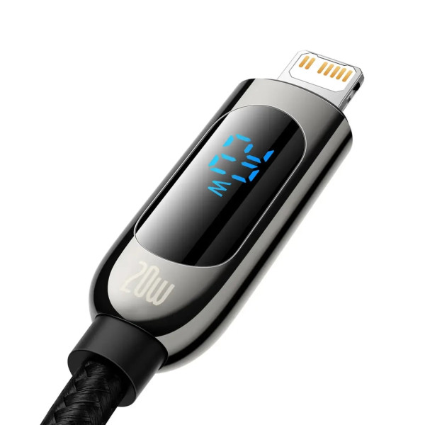 Фото - Кабель синхронізації даних Baseus Display Fast Charging USB-C-Lightning 20W 2m Black (CATLSK-A01)