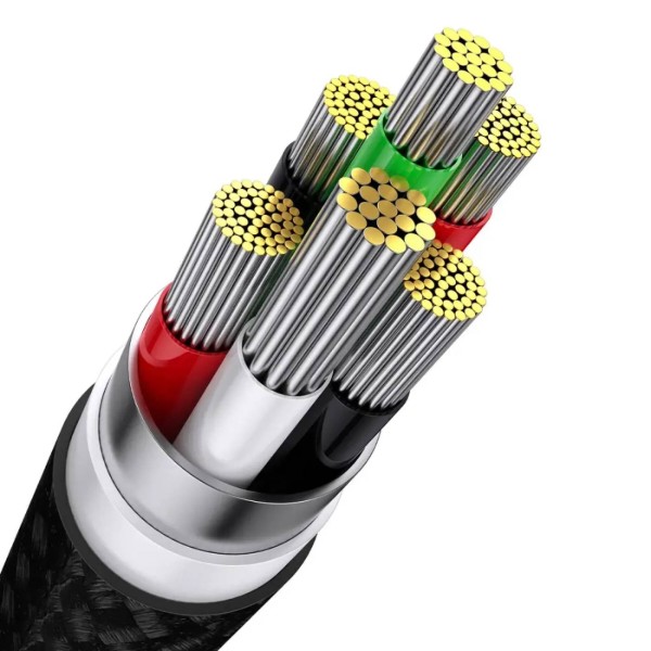 Фото - Кабель Baseus Flash Series One-for-three Fast Charging Data Cable USB to M+L+C 100W 1.2m Black (CASS030001)