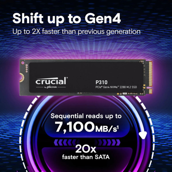 Фото - SSD-накопичувач внутрішній Crucial Micron P310 1TB PCIe 4.0 x4 NVMe M.2 (CT1000P310SSD8)