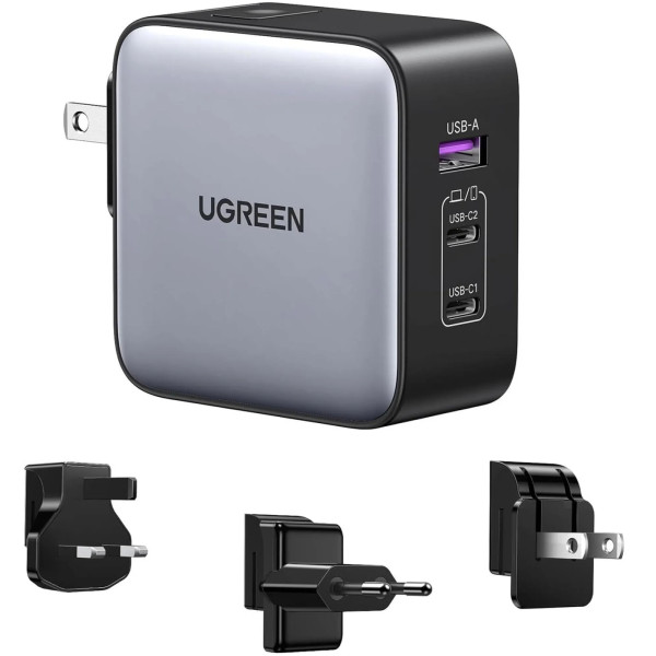 Фото - Мережевий зарядний пристрій UGREEN CD296 65W 3xUSB (2хUSB-C+USB-A) GaN Fast Charger Black/Grey (90409)