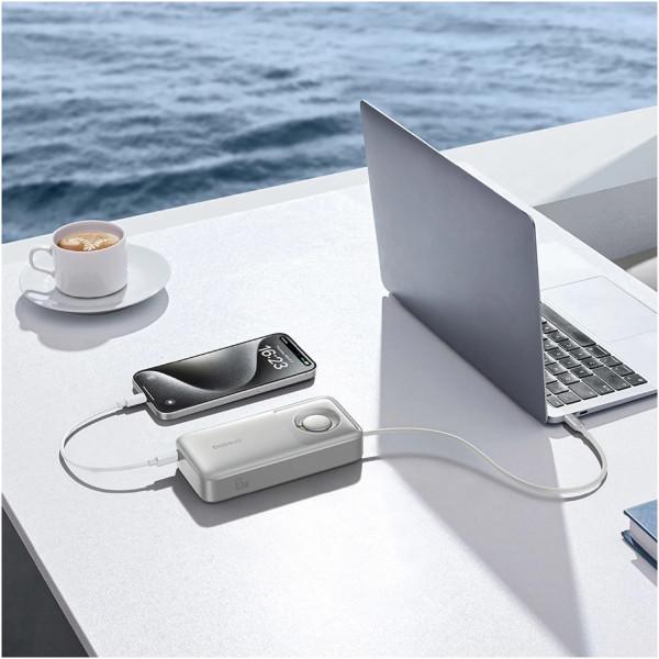 Фото - Батарея мобільна Baseus Free2Pull 20000mAh 65W USB-C Built-in USB-C Cable Grey (P10073700843-00)