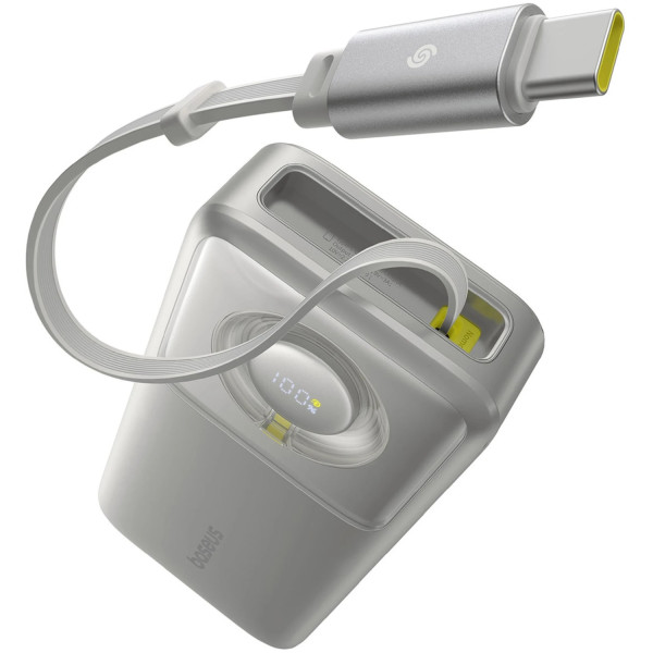 Фото - Батарея мобільна Baseus Free2Pull 20000mAh 65W USB-C Built-in USB-C Cable Grey (P10073700843-00)