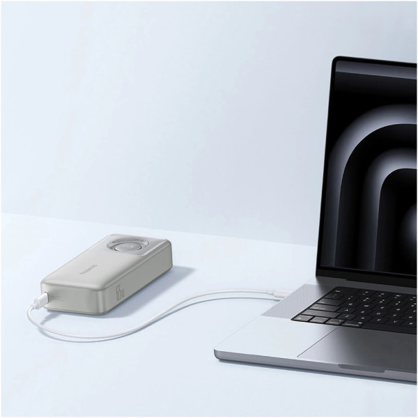 Фото - Батарея мобільна Baseus Free2Pull 20000mAh 65W USB-C Built-in USB-C Cable Grey (P10073700843-00)