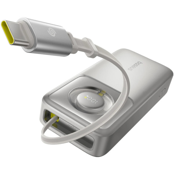 Фото - Батарея мобільна Baseus Free2Pull 20000mAh 65W USB-C Built-in USB-C Cable Grey (P10073700843-00)