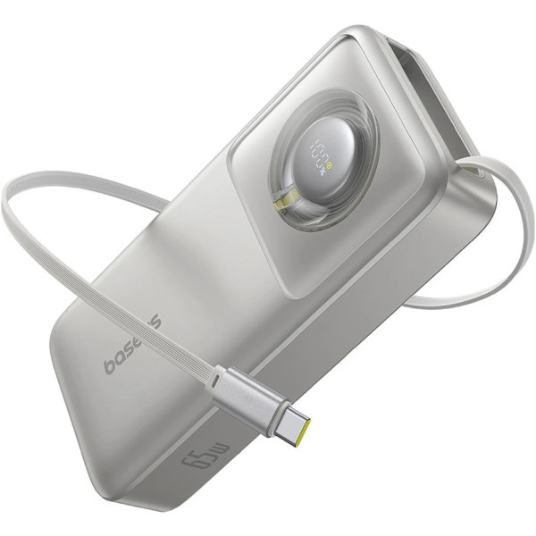 Фото - Батарея мобільна Baseus Free2Pull 20000mAh 65W USB-C Built-in USB-C Cable Grey (P10073700843-00)