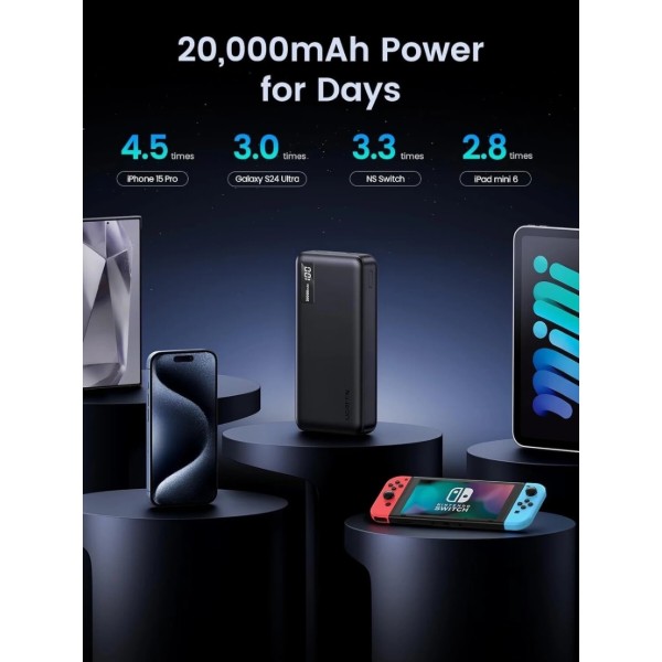 Фото - Батарея мобильная UGREEN PB312 20000mAh 20W 2xUSB-A+USB-C PD Black (25683)