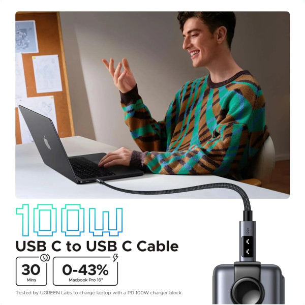 Фото - Кабель UGREEN L509 Uno USB-C to USB-C PD Fast Charging Cable 5A Max 1m (35501)