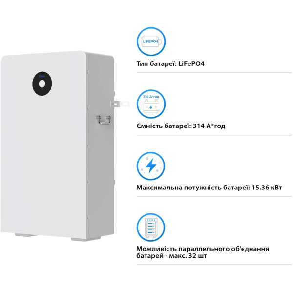 Фото - Батарея для солнечного инвертора Deye RW-F16 LiFePO4 LV 51.2V 314Ah 14.4kWh (RW-F16)