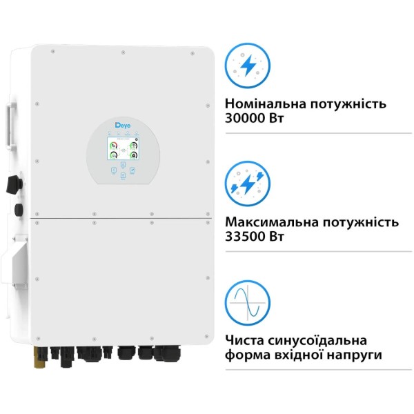 Фото - Инвертор гибридный солнечный Deye SUN-30K-SG02HP3-EU-AM3 (3ф, 30kW, 220/380V)
