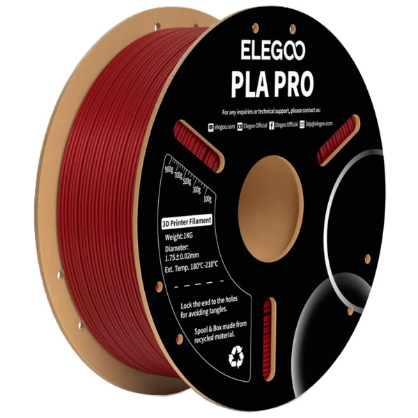 Фото - Нитка для PLA-картриджа Elegoo PLA PRO Filament 1.75мм Бургундський червоний (50.203.0190)