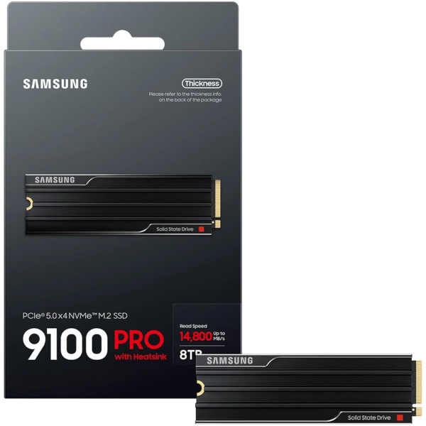 Фото - SSD-накопичувач внутрішній Samsung 9100 Pro 8TB with Heatsink M.2 (2280 PCIe 5.0 x4) NVMe V-NAND TLC (MZ-VAP8T0CW)