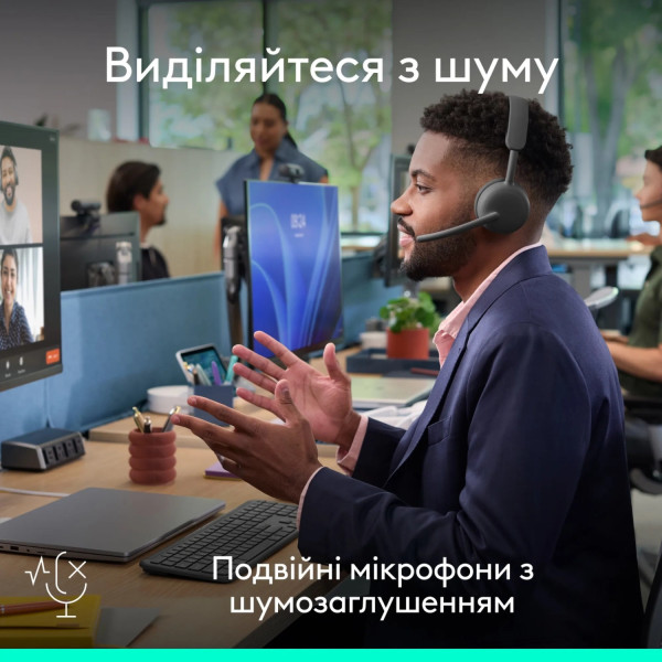 Фото - Гарнітура бездротова Logitech Zone Wireless 2 ES for Business Graphite TEAMS version with receiver (981-001493)