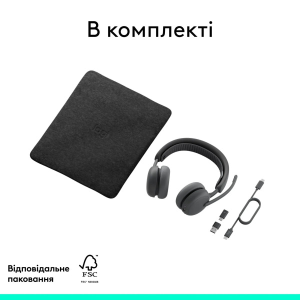 Фото - Гарнітура бездротова Logitech Zone Wireless 2 ES for Busines Graphite UC version (981-001498)