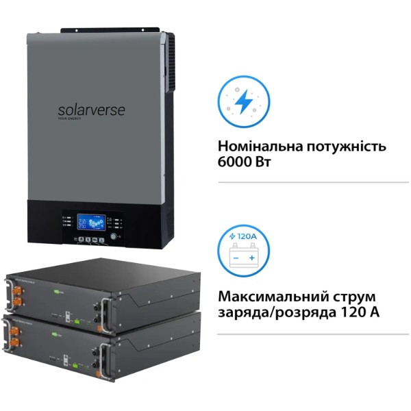 Фото - Система хранения энергии Solarverse SV-1SV6K2-LES10.2K1 (1ф, 6kW, 51.2V, 200 Ah, LiFePO4)