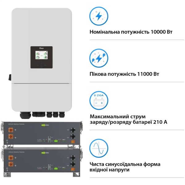 Фото - Система хранения энергии Deye SV-3DE10K1-LEC10K1-1 (3ф, 10kW, 51.2V, 200Ah, LiFePO4)
