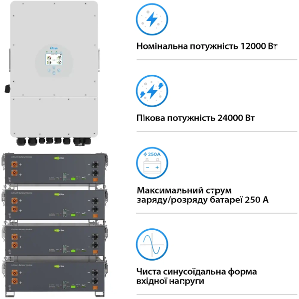 Фото - Система зберігання енергії Deye SV-1DE12K1-LEC20K1-1 (1ф, 12kW, 51.2V, 400Ah, LiFePO4)