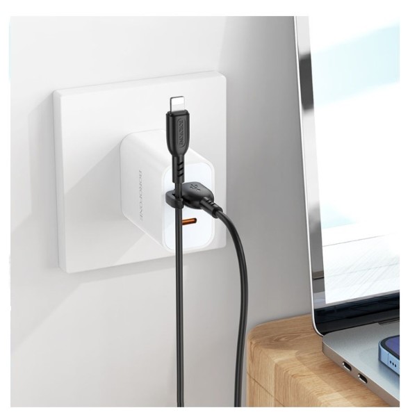 Фото - Кабель BOROFONE BX91 USB to iP 2.4A,1m Black (6974443389883)