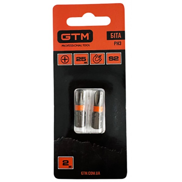 Фото - Біта для викрутки GTM PH3 25 мм 2 шт. (SB-H3-25B)