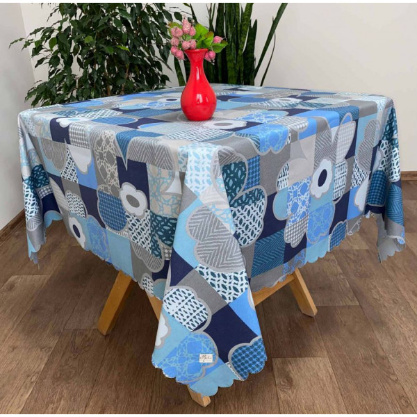 Фото - Скатертина квадратна Прованс 140х140см Сині квіти (012729)